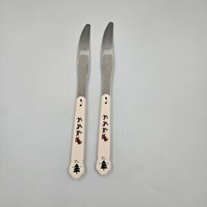Two Pfaltzgraff Snow Village Stainless Steel Dinner Knives Replacements